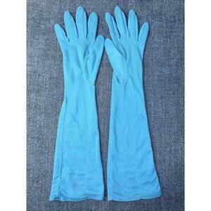 Vintage Ladies Elbow Length Nylon Teal Gloves Kayser Size 6 1/2 Evening